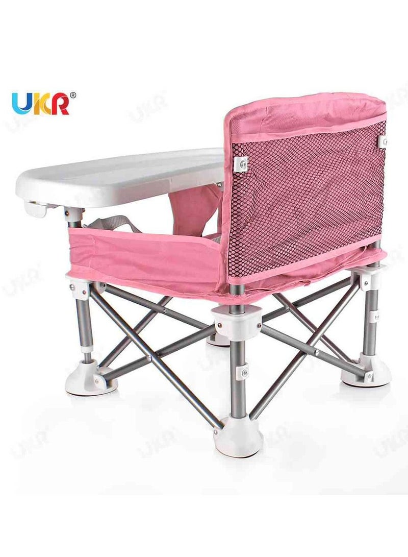 UKR UKR Portable Baby Chair – Foldable Soft & Cozy Infant Seating for Comfort and Support, Ideal for Indoor/Outdoor Playtime with Removable Tray (Pink) - Image 3