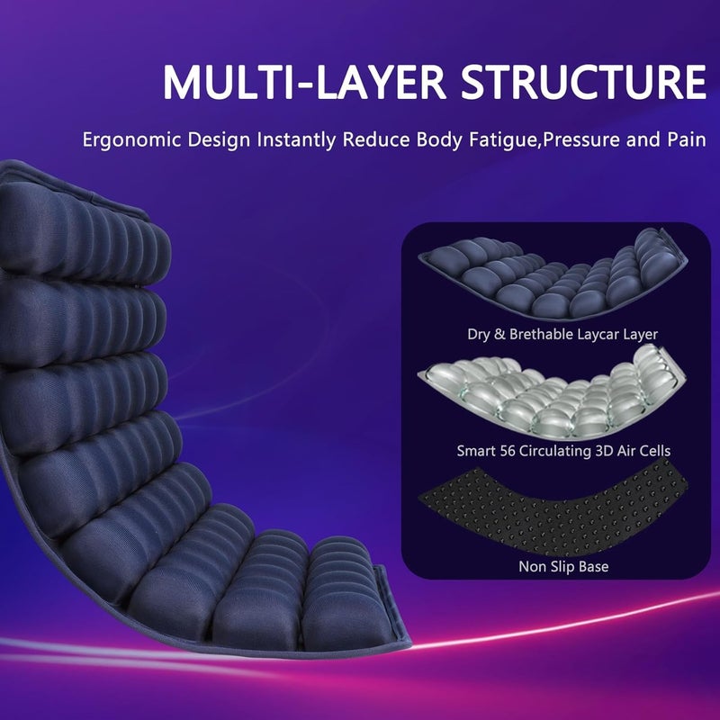 SUNFICON Air Seat Cushion Inflatable Seat Cushion Portable Car Seat Office Chair Wheelchair Pad Anti Bedsore Orthopedics Pain Pressure Relief Cushion Camping Seat Mat w Pump 18 ''x 16'' x1'' Blue - Image 5