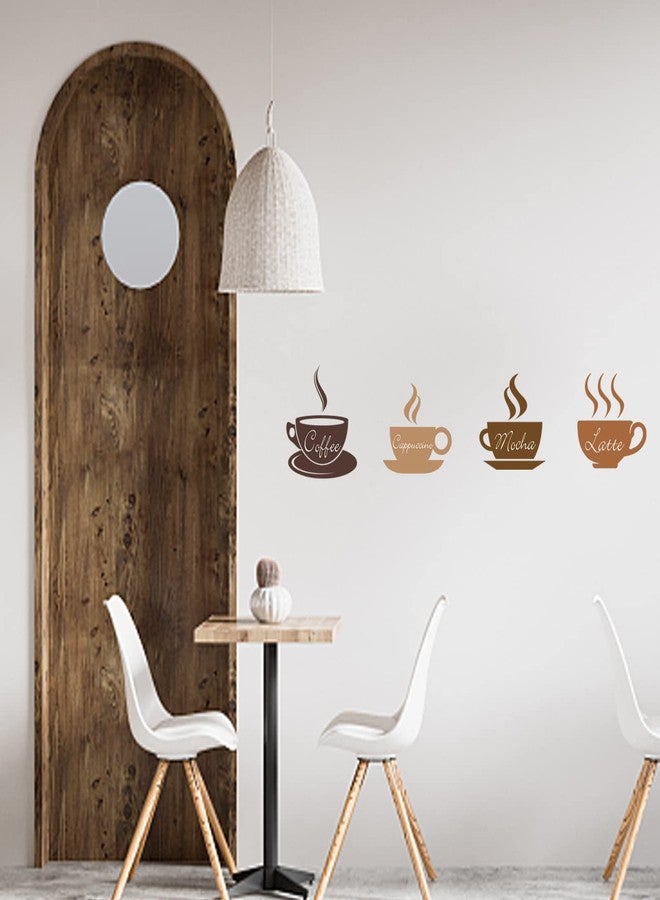 SUPERDANT 4pcs Coffee Wall Stickers Latte Mocha Cappuccino Wall Decor DIY Vinyl Sign Art Decals for Kitchen Coffee Bar Decor Shop Cafe Decoration Peel and Stick Wallpaper Brown - Image 5