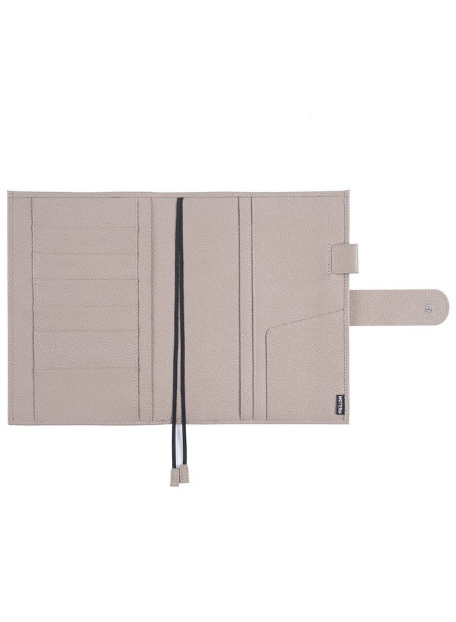 Moterm Leather Cover For A5 Notebooks - Fits Hobonichi Cousin, Stalogy And Midori Md Planners, With Pen Loop, Card Slots And Back Pocket (Pebbled-Taupe)  - Image 2