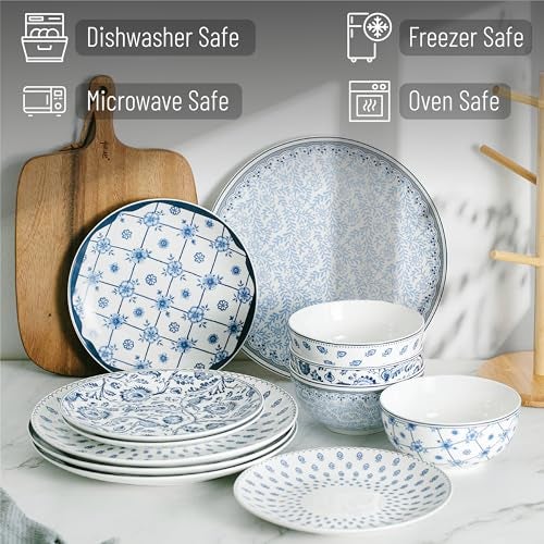 Brew To A Tea BTaT- Dinnerware Sets for 4, 12 pcs, Ceramic Dinnerware Sets, Christmas Gifts - Image 4
