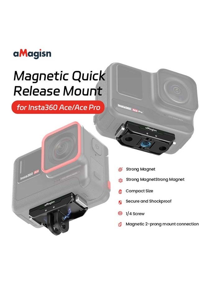 aMagisn Premium Metal Magnetic Quick Release Accessory For Insta360 Ace Pro - Essential For Insta360 Ace Metal Magnetic Quick Disassembly Action Cameras (Acepro Metal Quick Release + Upper Cover)  - Image 1