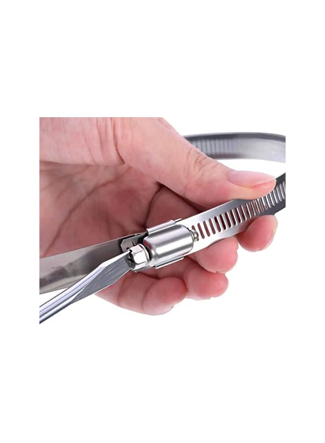 promass Hose Clips, 4Pcs Stainless Steel Hose Clamps, Adjustable Heavy Duty Clamps for Flexible Hose Pipe Tube, Securing Hoses, Pipes Tube (5.55-6.50 inch) - Image 4