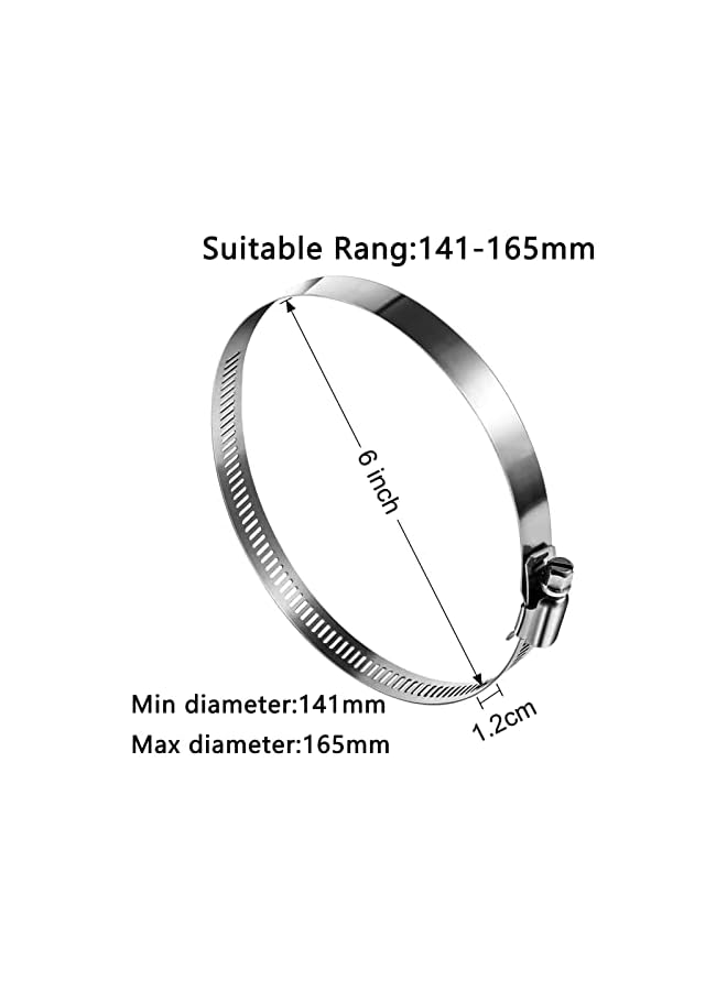 promass Hose Clips, 4Pcs Stainless Steel Hose Clamps, Adjustable Heavy Duty Clamps for Flexible Hose Pipe Tube, Securing Hoses, Pipes Tube (5.55-6.50 inch) - Image 2
