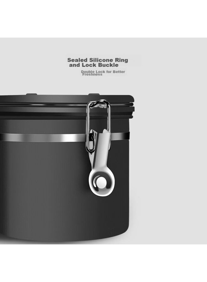 Mongdio Coffee Bean Airtight Container, 304 Stainless Steel Coffee Grounds Storage Jar, One-way Air Release Coffee Can With Spoon, White - Image 5
