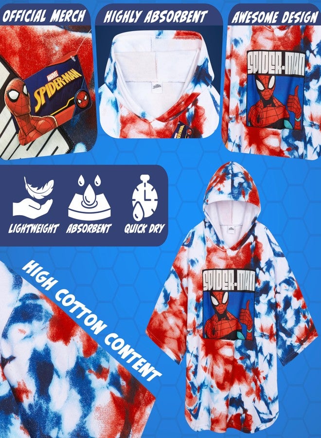 Marvel Hooded Towel for Kids, Absorbent Bath Towel with Hood for The Pool, Beach Vacation Essentials (Blue/Red, 6-9 Years) - Image 4