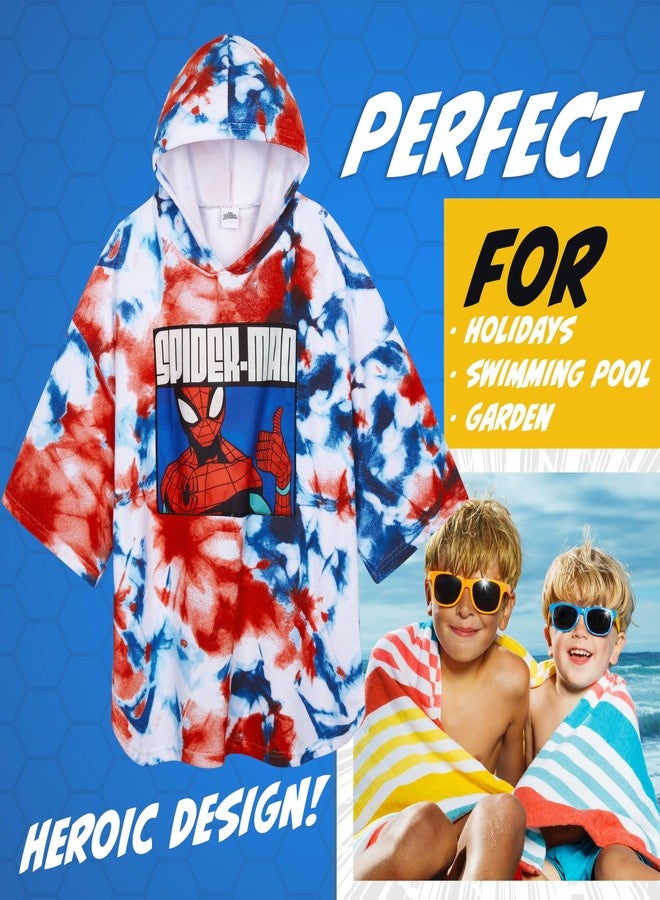Marvel Hooded Towel for Kids, Absorbent Bath Towel with Hood for The Pool, Beach Vacation Essentials (Blue/Red, 6-9 Years) - Image 2