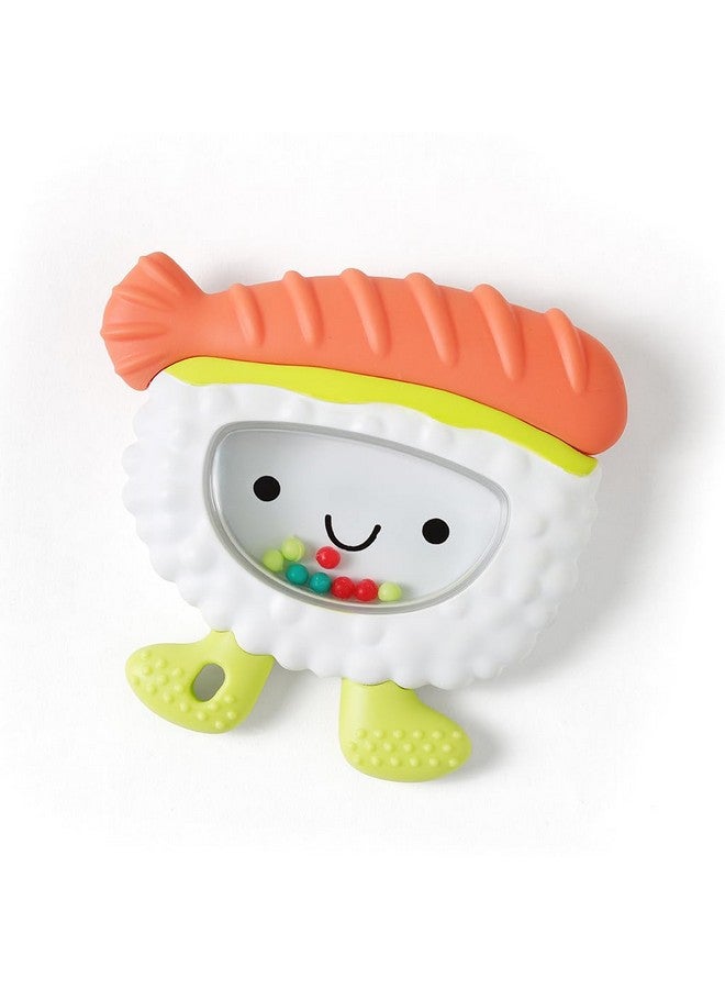 Itzy Ritzy Silicone Rattle Teether- BPA-Free Silicone Teether with Rattle for Babies & Toddlers - Features a Gentle Rattle Sound, Colorful Beads & Multiple Textures (Sushi) - Image 1