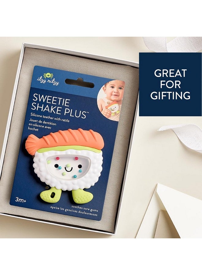 Itzy Ritzy Silicone Rattle Teether- BPA-Free Silicone Teether with Rattle for Babies & Toddlers - Features a Gentle Rattle Sound, Colorful Beads & Multiple Textures (Sushi) - Image 5