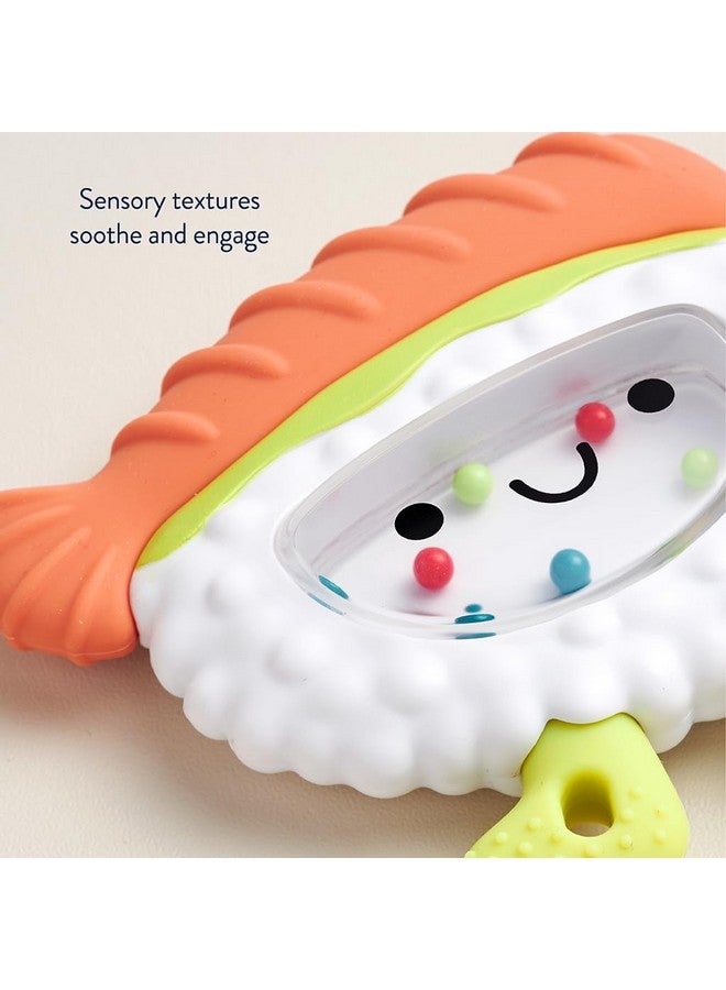 Itzy Ritzy Silicone Rattle Teether- BPA-Free Silicone Teether with Rattle for Babies & Toddlers - Features a Gentle Rattle Sound, Colorful Beads & Multiple Textures (Sushi) - Image 4
