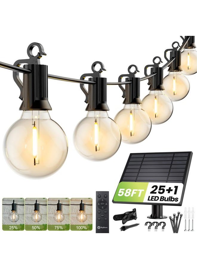 Brightown Solar String Lights Outdoor 8.8M/29Feet G40 Patio Lights with 25 LED Shatterproof Bulbs, 4 Light Modes, Weatherproof Hanging Lights for Backyard Bistro Pergola Party Decor, E12 Base, 2700K, Black - Image 1