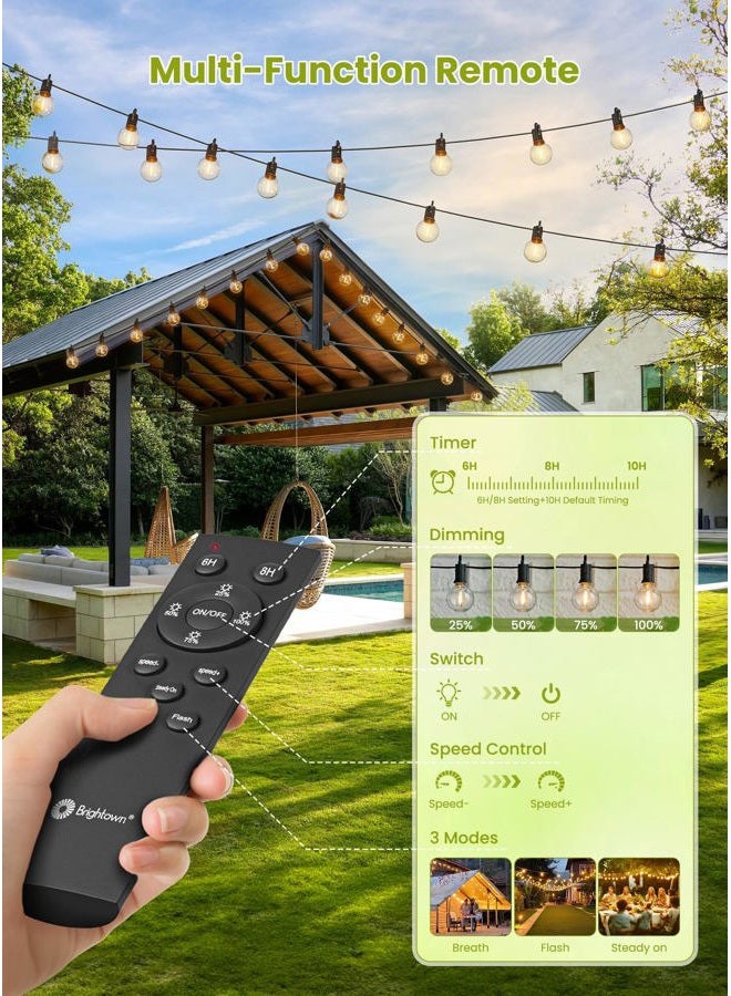 Brightown Solar String Lights Outdoor 8.8M/29Feet G40 Patio Lights with 25 LED Shatterproof Bulbs, 4 Light Modes, Weatherproof Hanging Lights for Backyard Bistro Pergola Party Decor, E12 Base, 2700K, Black - Image 3