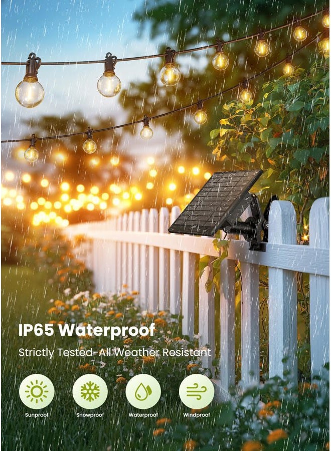 Brightown Solar String Lights Outdoor 8.8M/29Feet G40 Patio Lights with 25 LED Shatterproof Bulbs, 4 Light Modes, Weatherproof Hanging Lights for Backyard Bistro Pergola Party Decor, E12 Base, 2700K, Black - Image 4