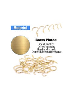 Glarks Glarks 120-Pieces 6 Size Brass Plated Screw-in Cup Hooks Lag Thread Handy Hanging Hooks Assortment Set  - Image 4
