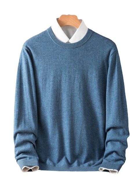 Men's Winter Wool Solid Color Round Neck Sweater