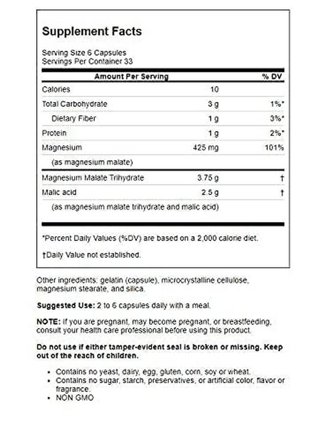 Source Naturals Magnesium Malate 625mg, 200 Capsules - Image 3