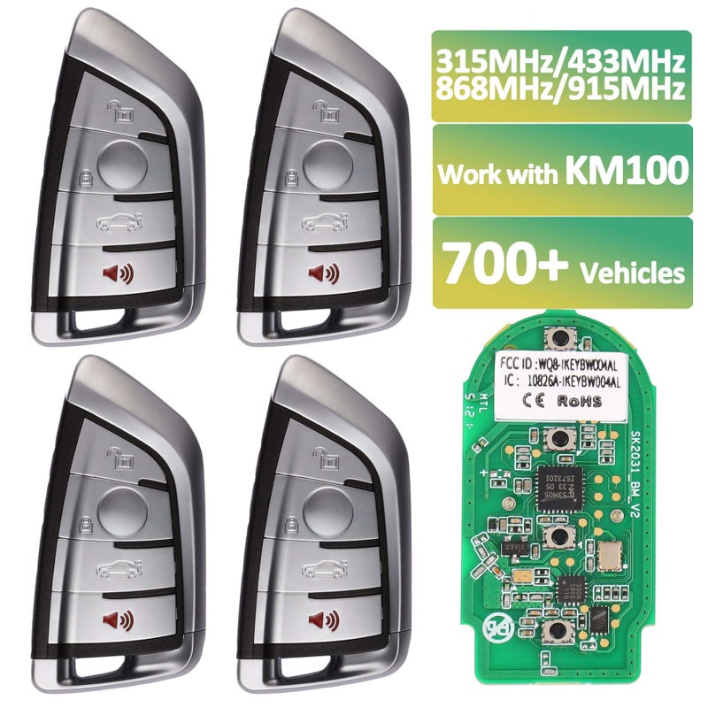 Autel MaxiIM Ikey IKEYBW004AL Programmable Smart Universal Key Replacement 4pcs OEQuality Key Fob for BMW IMMO Learning DualBand Work with KM100 XP400PRO XP200 for IM508S IM608 PRO
