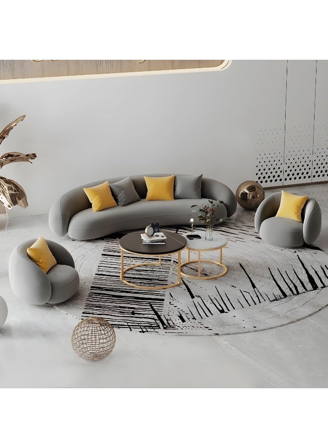 Comfynest Comfynest Contemporary Velvet Curved Sofa In Gray With Tight Back For Home  - Image 1