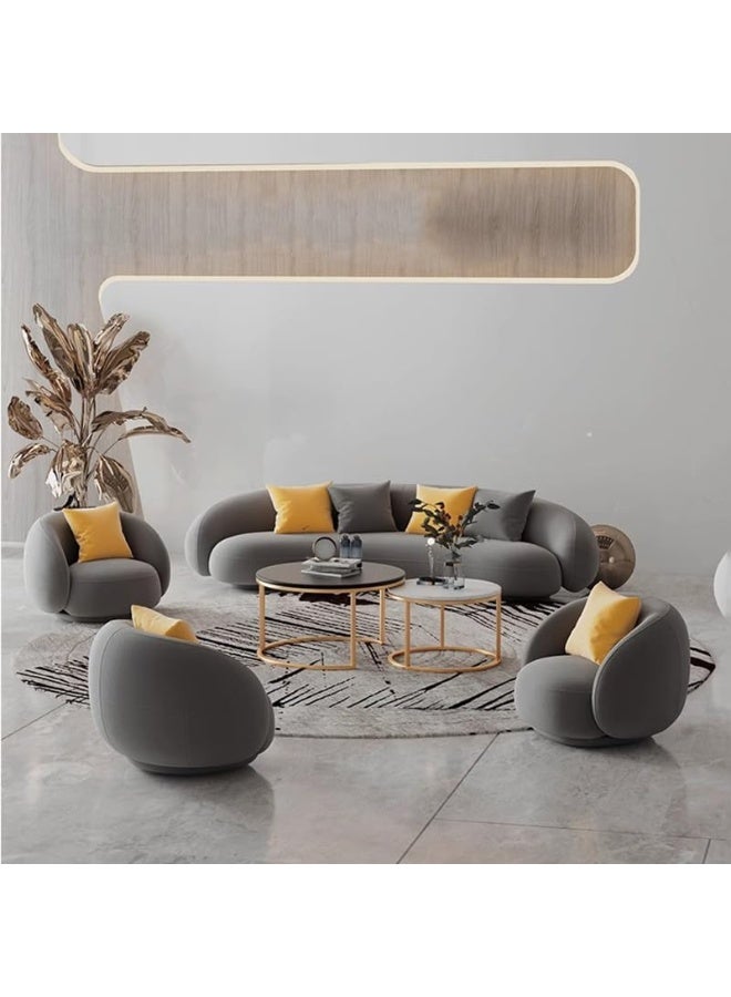 Comfynest Comfynest Contemporary Velvet Curved Sofa In Gray With Tight Back For Home  - Image 4