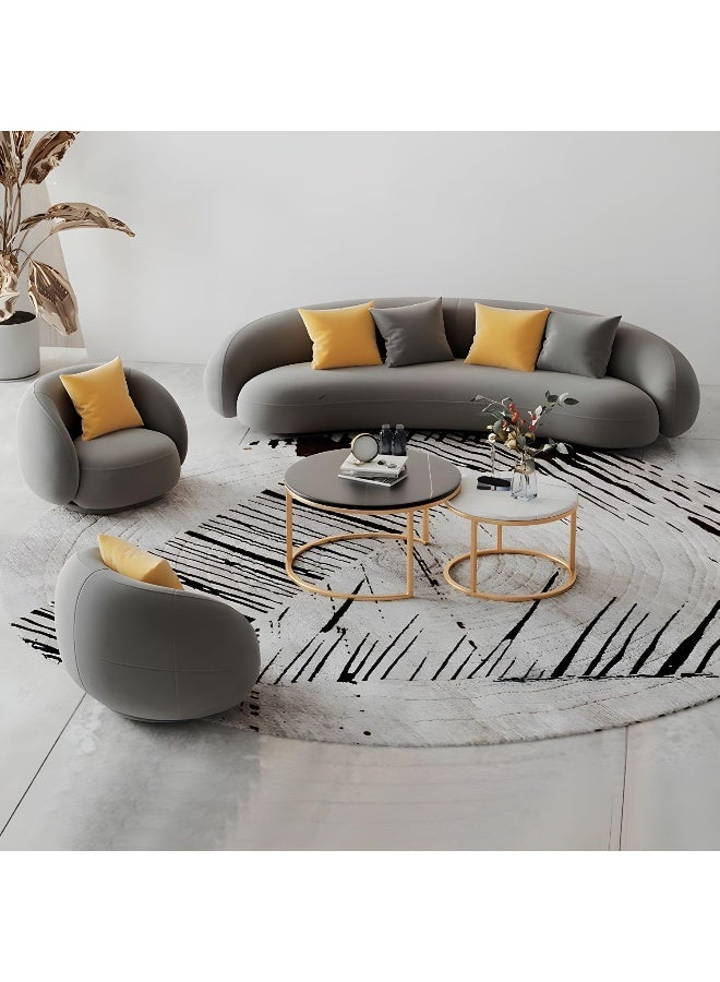 Comfynest Comfynest Contemporary Velvet Curved Sofa In Gray With Tight Back For Home  - Image 2
