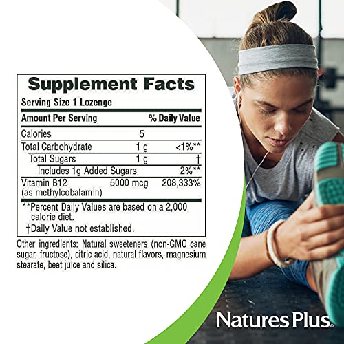 NaturesPlus Shot-O-B12-30 Lozenges, Wild Berry Flavor - 5000 mcg - Vegan, Gluten Free - 30 Servings - Image 5