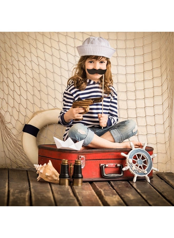 Shappy 2 Pieces Fish Net Decorative 80 x 40 Inch, Wall Hanging Fishnet for Mermaid, Pirate, Nautical, Under The Sea Party Decorations, Ocean Themed Hawaii Beach Halloween Party Supplies(Beige) - Image 4