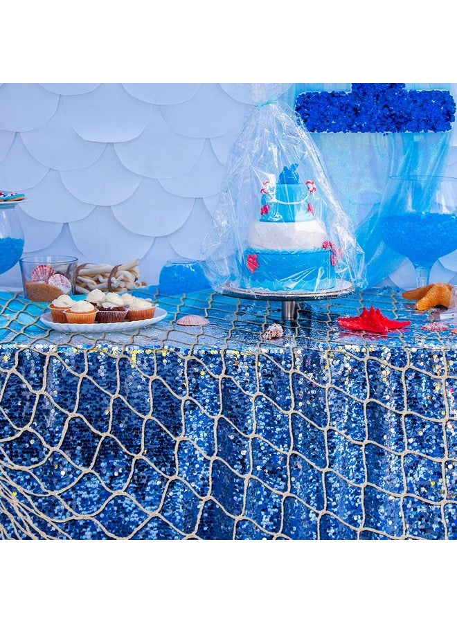 Shappy 2 Pieces Fish Net Decorative 80 x 40 Inch, Wall Hanging Fishnet for Mermaid, Pirate, Nautical, Under The Sea Party Decorations, Ocean Themed Hawaii Beach Halloween Party Supplies(Beige) - Image 5