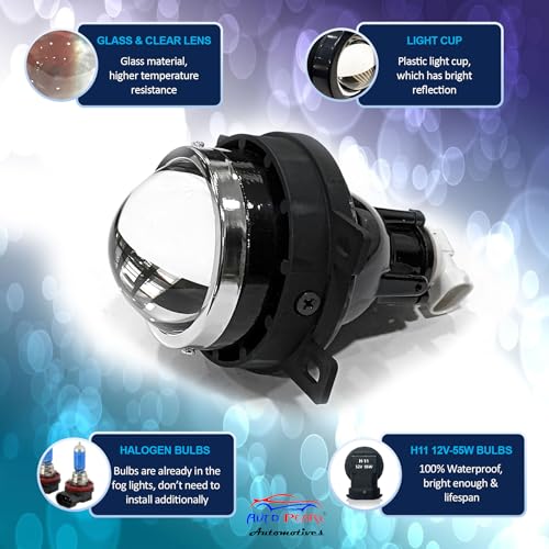 Auto Pearl High Power Fog light 3 inch Quartz H11 Halogen Bulb Projector DRL Fog light for Brezza 2022 (Pack of 2) - Image 2