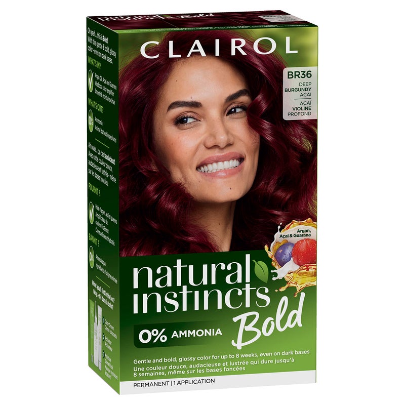 Clairol Natural Instincts Bold Permanent Hair Dye BR36 Deep Burgundy Acai Hair Color AmmoniaFree with Argan Oil Gentle Bold Glossy Color for Up to 8 Weeks Even on Dark Bases Pack of 1 - Image 3