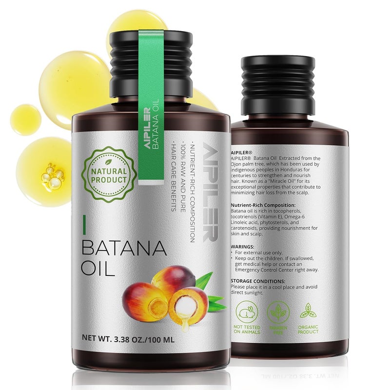 AIPILER Organic Batana Oil for Hair Growth: Dr Sebi approved unrefined 100% pure and raw from Honduras for women and man everyday nature hair care