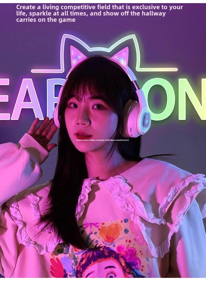 Berlin Voice Luminous Cat Ear Headset Bluetooth Headset Wireless With Mac Game Music Headset For Girls-Color:Sky Blue [extreme Edition] Bluetooth 5.3+3d Crystal Three-dimensional Lighting Effect + Dolby Surround Heavy Bass Effect - Official Standard Configuration  - Image 2