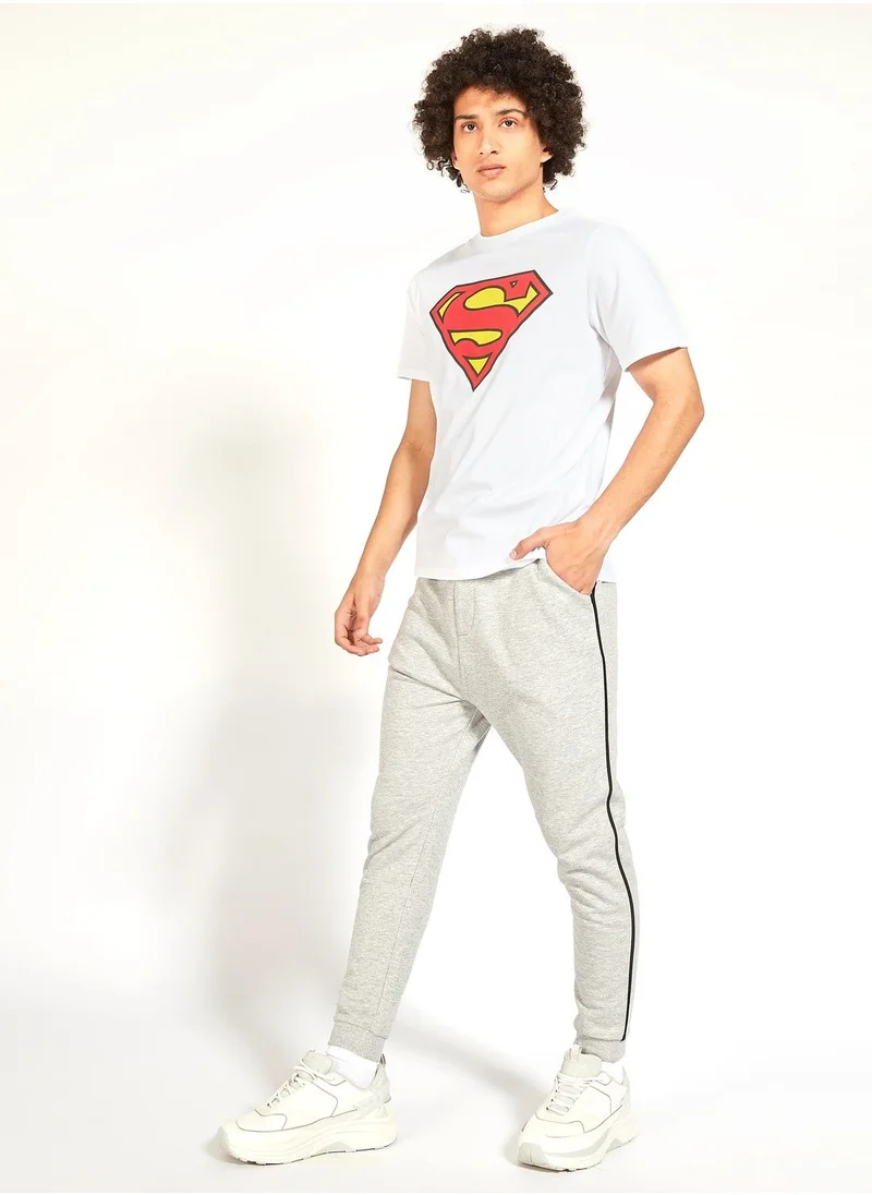 SP Characters Superman Print T-shirt with Crew Neck and Short Sleeves