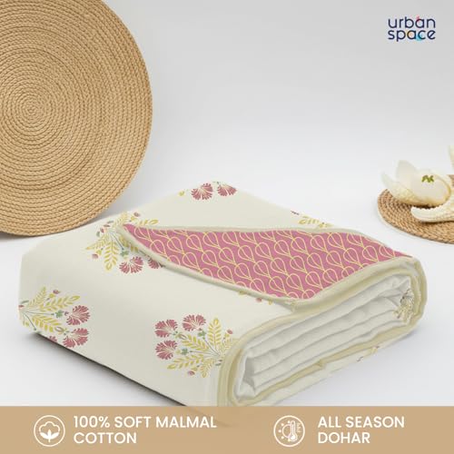 Urban Space 100% Cotton Malmal Double Bed Dohar, All Season Reversible Blanket, Soft, Lightweight and Breathable Ac Dohar/Quilt/Blanket/for Bed, Sofa AC Blanket(86 x 95 inch, Malhaar Mustard Yellow) - Image 3