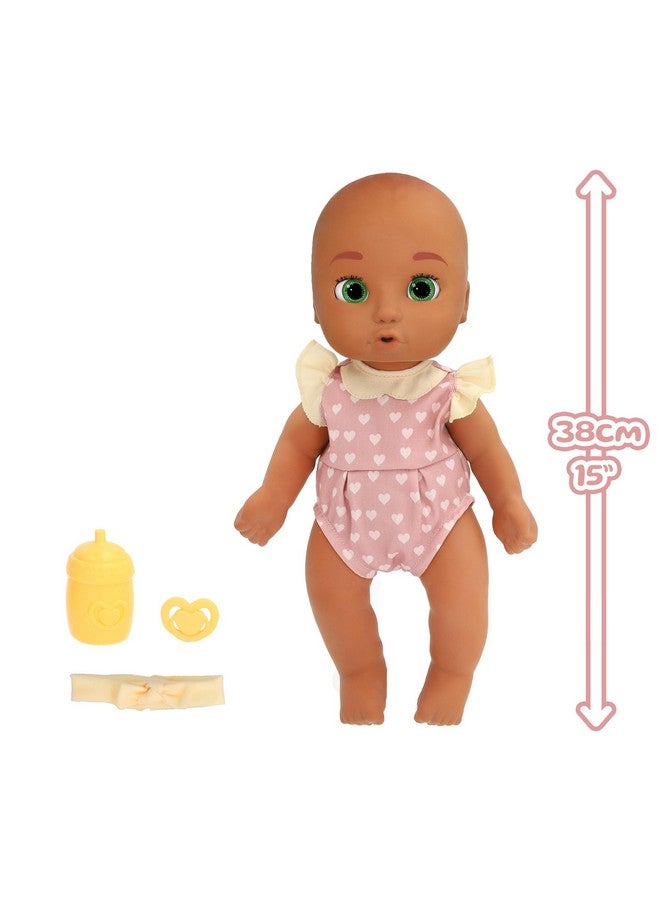 آي إم سي تويز دمية بي لوفِد بيبيز أليكس من آي إم سي تويز، بجسم ناعم واقعي، مقاس ١٥ بوصة، عيون مفتوحة/مغلقة، مع زجاجة رضاعة، لهاية، رباط رأس، وملابس | وردي | للأعمار من ١٨ شهرًا فما فوق - Image 4