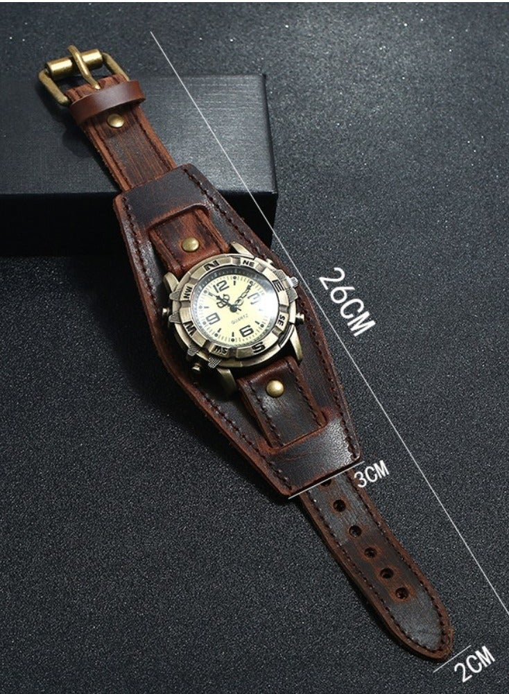Retro Punk Leather Wrist Band Watches for Men - Image 3
