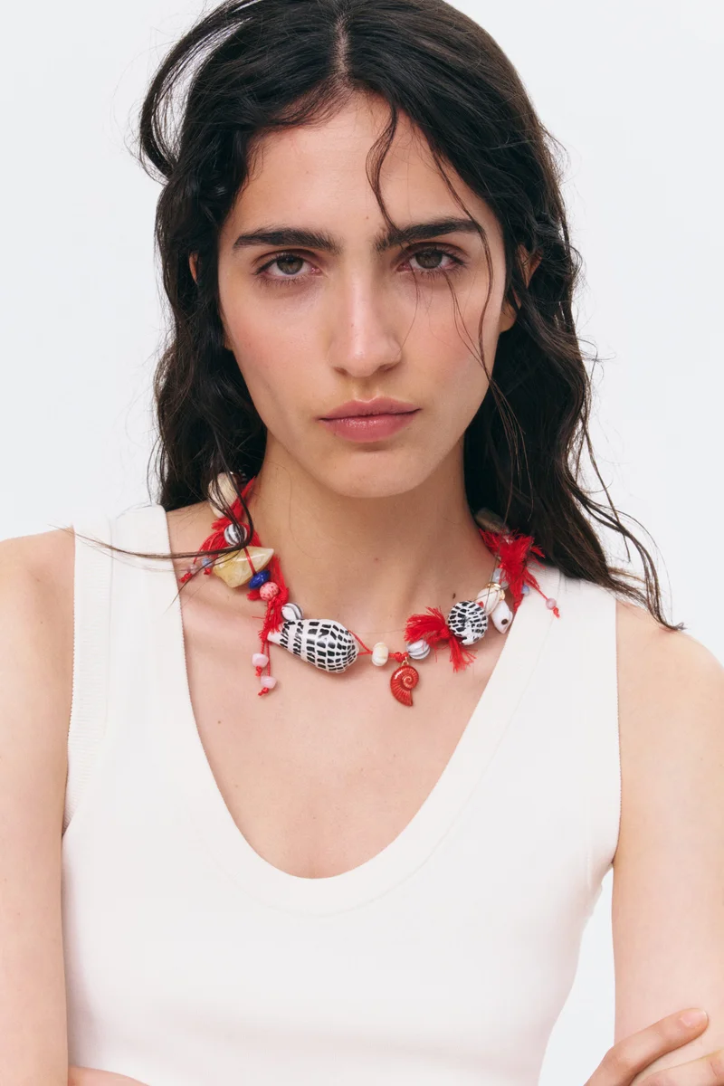Embellished cord necklace