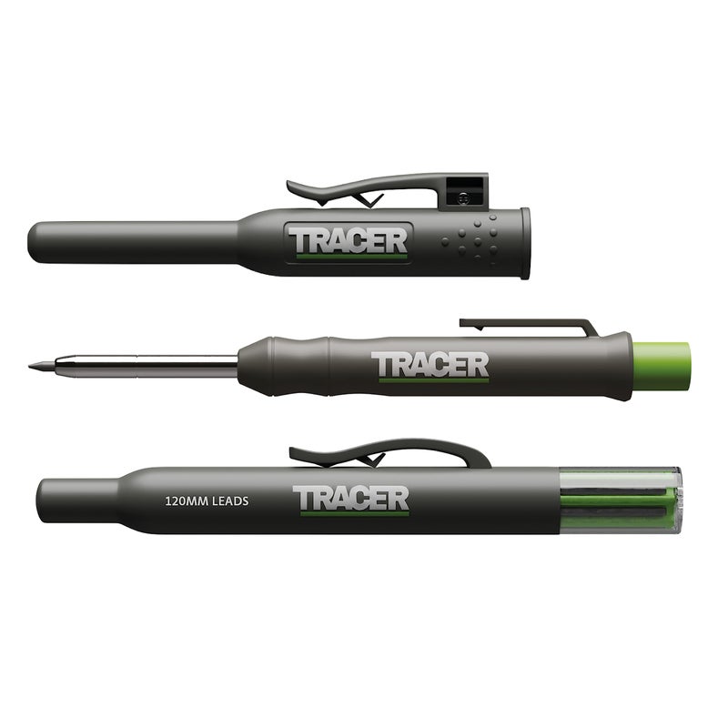 Tracer Mechanical Carpenter Pencils Set with Replacement Lead 6 Pack Construction Pencil with Site Holster All In One Marking Kit for Carpenter Tools Contractor Pencils AMK1