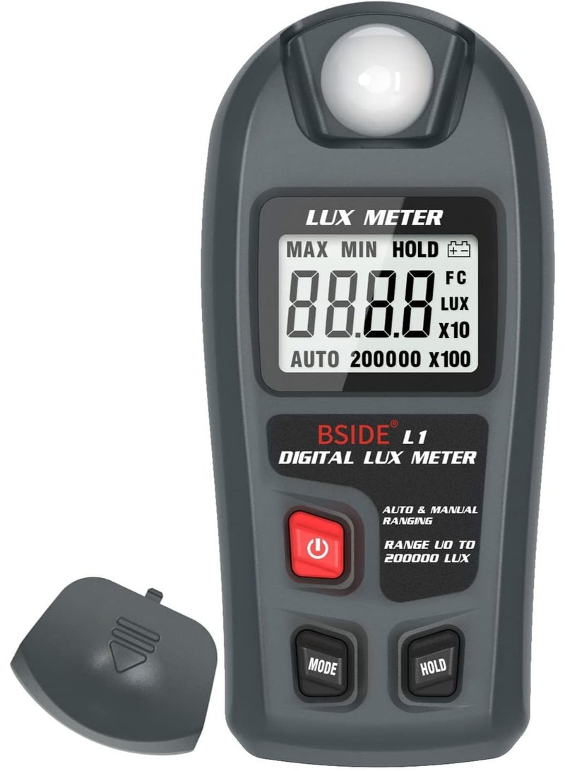 BSIDE Digital Light Meter Lux Tester Illuminance Luxmeter, 0-200,000 Lux Portable Environment Luminometer Photometer for Garden Film Indoor Classroom Plants LED Grow Light Photography - Image 1