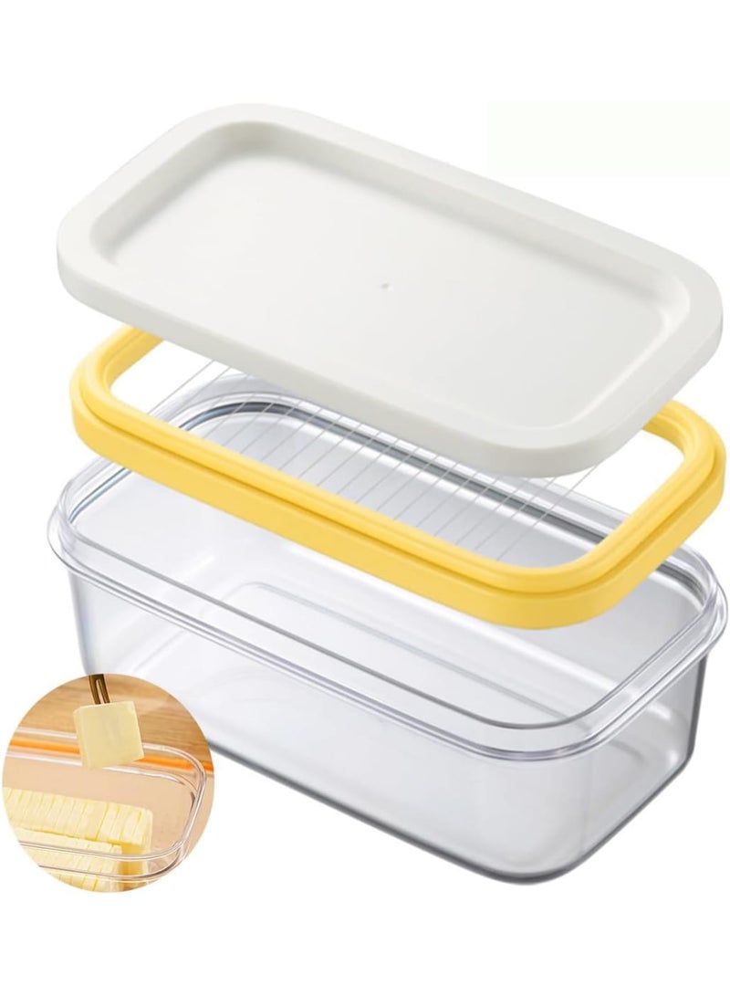 SOLARAE صندوق الزبدة، مع غطاء شفاف، قاطع زبدة مبرد من الفولاذ المقاوم للصدأ، أداة تقطيع الزبدة وصحن، أداة مطبخ قابلة للتبديل، للمطبخ (أبيض) - Image 1