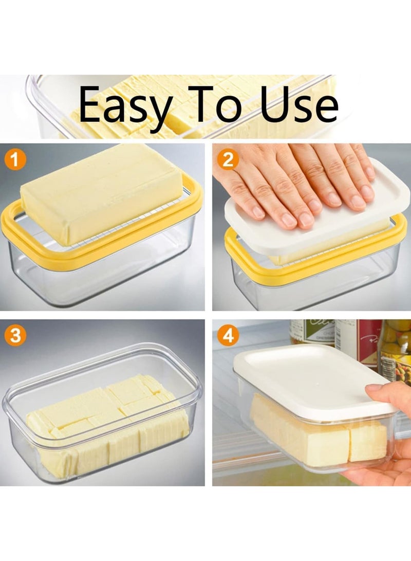 SOLARAE صندوق الزبدة، مع غطاء شفاف، قاطع زبدة مبرد من الفولاذ المقاوم للصدأ، أداة تقطيع الزبدة وصحن، أداة مطبخ قابلة للتبديل، للمطبخ (أبيض) - Image 3