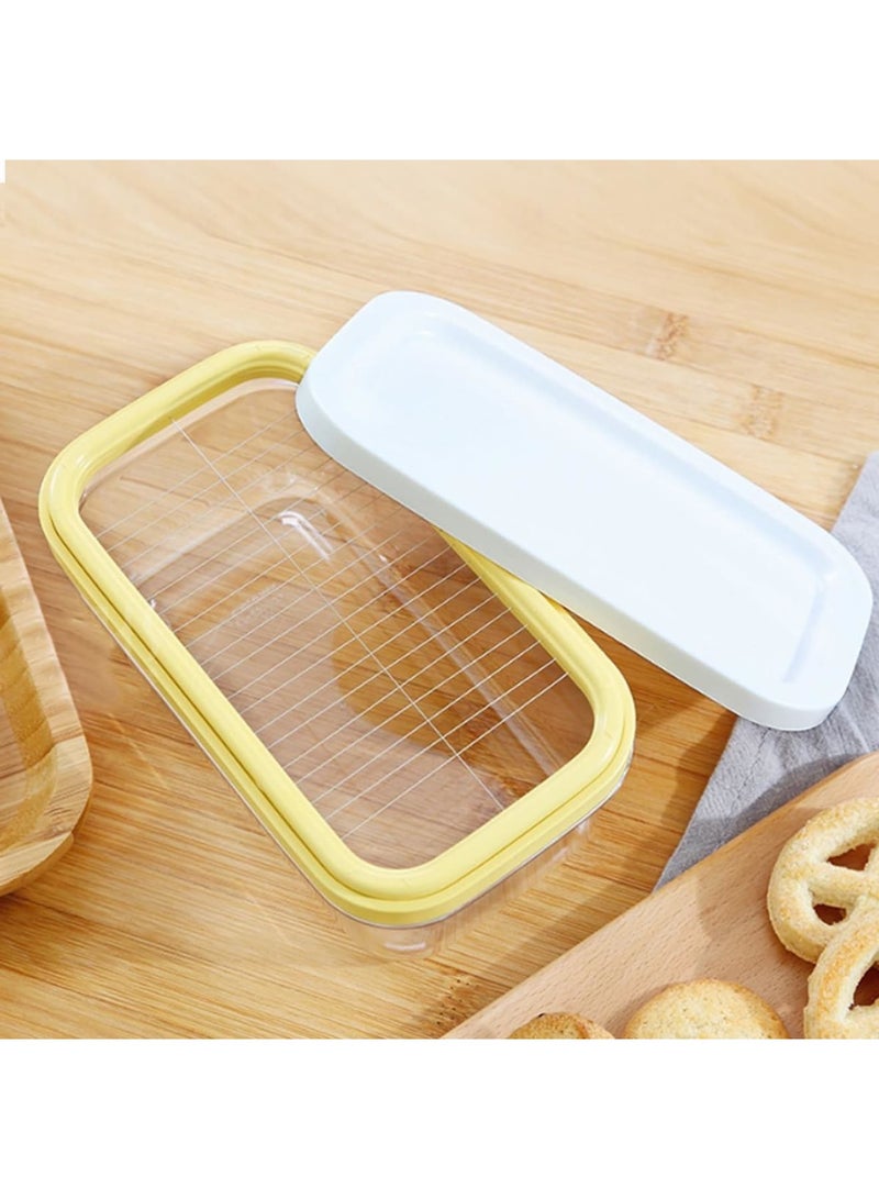 SOLARAE صندوق الزبدة، مع غطاء شفاف، قاطع زبدة مبرد من الفولاذ المقاوم للصدأ، أداة تقطيع الزبدة وصحن، أداة مطبخ قابلة للتبديل، للمطبخ (أبيض) - Image 2