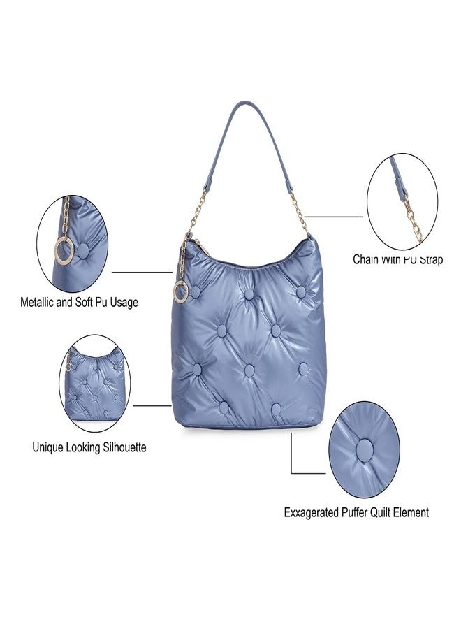 Aeropostale Phoebe Women PU Hobo Handbag - Blue - Image 2