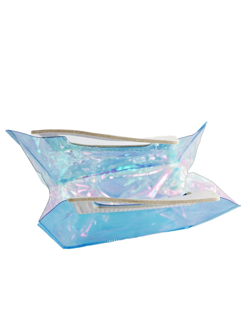 PARTY FUN Transparent Clear Nylon Gift Bag High Quality PVC Handled Gift and Shopping Bag (Blue, 16x18x9 cm) Pack Of 12 - Image 4