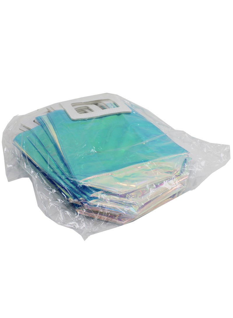 PARTY FUN Transparent Clear Nylon Gift Bag High Quality PVC Handled Gift and Shopping Bag (Blue, 16x18x9 cm) Pack Of 12 - Image 5
