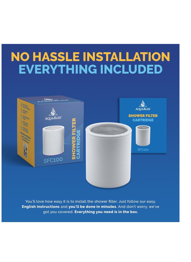 AquaBliss AquaBliss Replacement Cartridge High Output Multi Stage Revitalizing Shower Filter – Reduces Chemicals & Chlorine - Restores PH Balance, Glowing Skin, Strong Nails & Shimmering Hair. 1-Pack (SFC100)  - Image 3