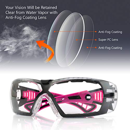 SAFEYEAR Womens Anti Fog Safety Goggles with HD Anti Scratch Resistant Lenses Work Goggles for Women - Image 2