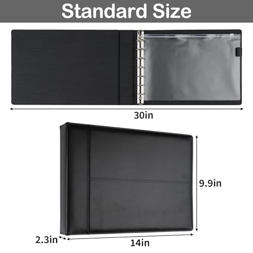 MOWPOG Professional 7 Ring Business Checkbook Binder, Premium PU Leather Organizer for 3-On-A-Page Checks, Perfect for Business and Personal Finances, Fits 9x13 Inch Sheets, 600 Check Capacity - Image 2