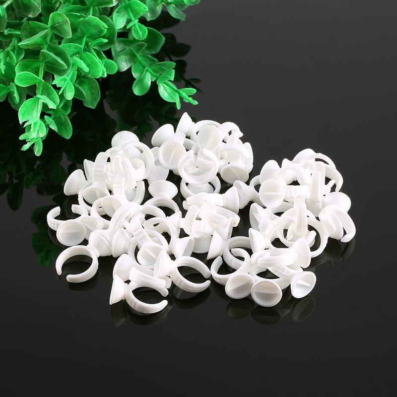 50Pcs New Permanent Eyelash Glue Eyebrow Tattoo Pigment Ring Disposable Makeup Holder - Image 1