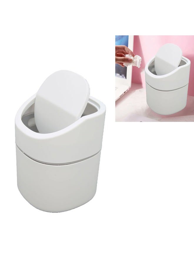 Trash Can Desk Bin with Lid, 2l Capacity Desktop Garbage Can Button Flip Cover Reduce Odor Trash Debris Collector Can for Room Kitchen Bedroom Bathroom Office White - Image 5
