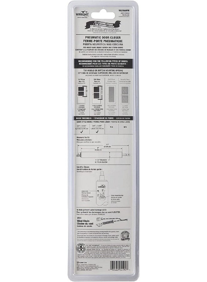Wright Products V820AWH Light Duty Pneumatic Screen and Storm Door Closer, White - Image 2